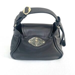 Escada Leather Shoulder Bag with Adjustable Strap Gold Hardware